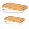 Eco+Chef 2 Pack Rectangle Baking Dish with Bamboo Lid Set