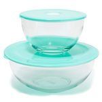 DÃ©cor USA Two Pack Blue Seal & Storage Glass Bowl Set