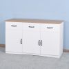 White Buffet Cabinet with Storage;  Kitchen Sideboard with 3 Doors and 3 Drawers;  Coffee Bar Cabinet;  Storage Cabinet Console Table for Living Room