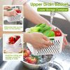 5Pcs Fruit Vegetable Containers with Removable Drain Basket Leakproof Lid Stackable Food Storage