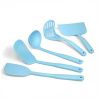 Cooking Utensil Set of 5 Non Stick & Heat Resistant Nylon Multipurpose Includes Slotted Turner Fish Spatulas Serving Spoon Spatulas and Musher