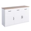 White Buffet Cabinet with Storage;  Kitchen Sideboard with 3 Doors and 3 Drawers;  Coffee Bar Cabinet;  Storage Cabinet Console Table for Living Room