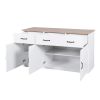 White Buffet Cabinet with Storage;  Kitchen Sideboard with 3 Doors and 3 Drawers;  Coffee Bar Cabinet;  Storage Cabinet Console Table for Living Room