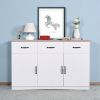 White Buffet Cabinet with Storage;  Kitchen Sideboard with 3 Doors and 3 Drawers;  Coffee Bar Cabinet;  Storage Cabinet Console Table for Living Room