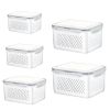 5Pcs Fruit Vegetable Containers with Removable Drain Basket Leakproof Lid Stackable Food Storage