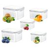 5Pcs Fruit Vegetable Containers with Removable Drain Basket Leakproof Lid Stackable Food Storage