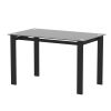 Modern tempered glass black dining table;  simple rectangular metal table legs living room kitchen table