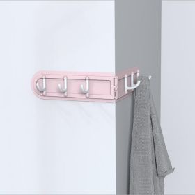 Hook Free Punching 6 Hook Corner Kitchen Bathroom Bedroom Dressing Room Wall Storage Hook Home Folding Coat Hook Without Perforation (Color: pink)