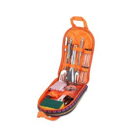 Camping Cooking Utensil Kit Portable Picnic Cookware (Color: Orange)