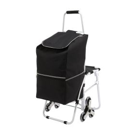 Water-Resistant Removable Folding Shopping Utility Cart (Color: Black & Silver)