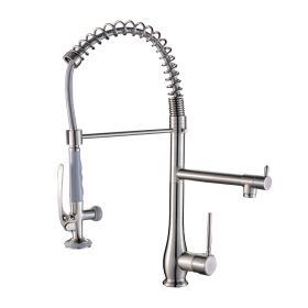 Single Handle Standard Pull Down Kitchen Faucet  Spray in Black (Color: Brushed Nickel)