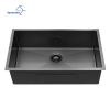 Aqucubic Large Gunmetal Black Handmade 304 Stainless Steel Undermount Kitchen Sink with Accessories