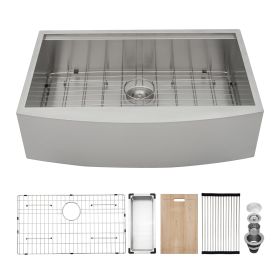 30"x21" Workstation Farmhouse Apron Handmade Stainless Steel Kitchen Sink,18 Gauge Apron Front Single Bowl Sink with Accessory Kit (size: 30"x21")