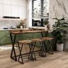 Modern Design Kitchen Dining Table, Pub Table with X-Shaped Table Legs, Long Dining Table Set with 3 Stools, Easy Assemble