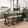 Modern Design Kitchen Dining Table, Pub Table with X-Shaped Table Legs, Long Dining Table Set with 3 Stools, Easy Assemble