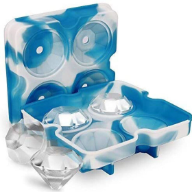 Whiskey Cocktails Ice Cube Ball Maker Tray Silicone Sphere Mold (Color: Blue)