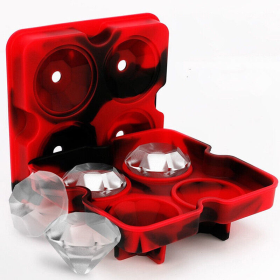 Whiskey Cocktails Ice Cube Ball Maker Tray Silicone Sphere Mold (Color: Red)