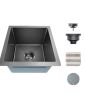 Gloss Black Ceramic Coating with NanoTek Undermount Kitchen Sink;  16 Gauge T-304 Stainless Steel Single Bowl Wet Bar or Prep Sink