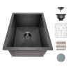 Gloss Black Ceramic Coating with NanoTek Undermount Kitchen Sink;  16 Gauge T-304 Stainless Steel Single Bowl Wet Bar or Prep Sink