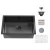 Gloss Black Ceramic Coating with NanoTek Undermount Kitchen Sink;  16 Gauge Stainless Steel Wet Bar or Prep Sinks Single Bowl