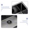 Undermount Kitchen Sink Single Bowl 16 Gauge Stainless Steel Gunmetal Black Workstation Sink