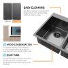 Aqucubic Gunmetal Black CUPC Handmade 304 Stainless Steel Topmount Kitchen Sink with Accessories and faucet