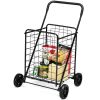 Jumbo Basket Folding Shopping Cart With Swiveling Wheels And Dual Storage Baskets