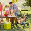 Jumbo Basket Folding Shopping Cart With Swiveling Wheels And Dual Storage Baskets