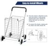 Jumbo Basket Folding Shopping Cart With Swiveling Wheels And Dual Storage Baskets