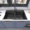 Aqucubic Gunmetal Black CUPC Handmade 304 Stainless Steel Topmount Kitchen Sink with Accessories and faucet