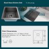 Gloss Black Ceramic Coating with NanoTek Undermount Kitchen Sink;  16 Gauge T-304 Stainless Steel Single Bowl Wet Bar or Prep Sink