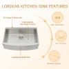 30"x21" Workstation Farmhouse Apron Handmade Stainless Steel Kitchen Sink,18 Gauge Apron Front Single Bowl Sink with Accessory Kit